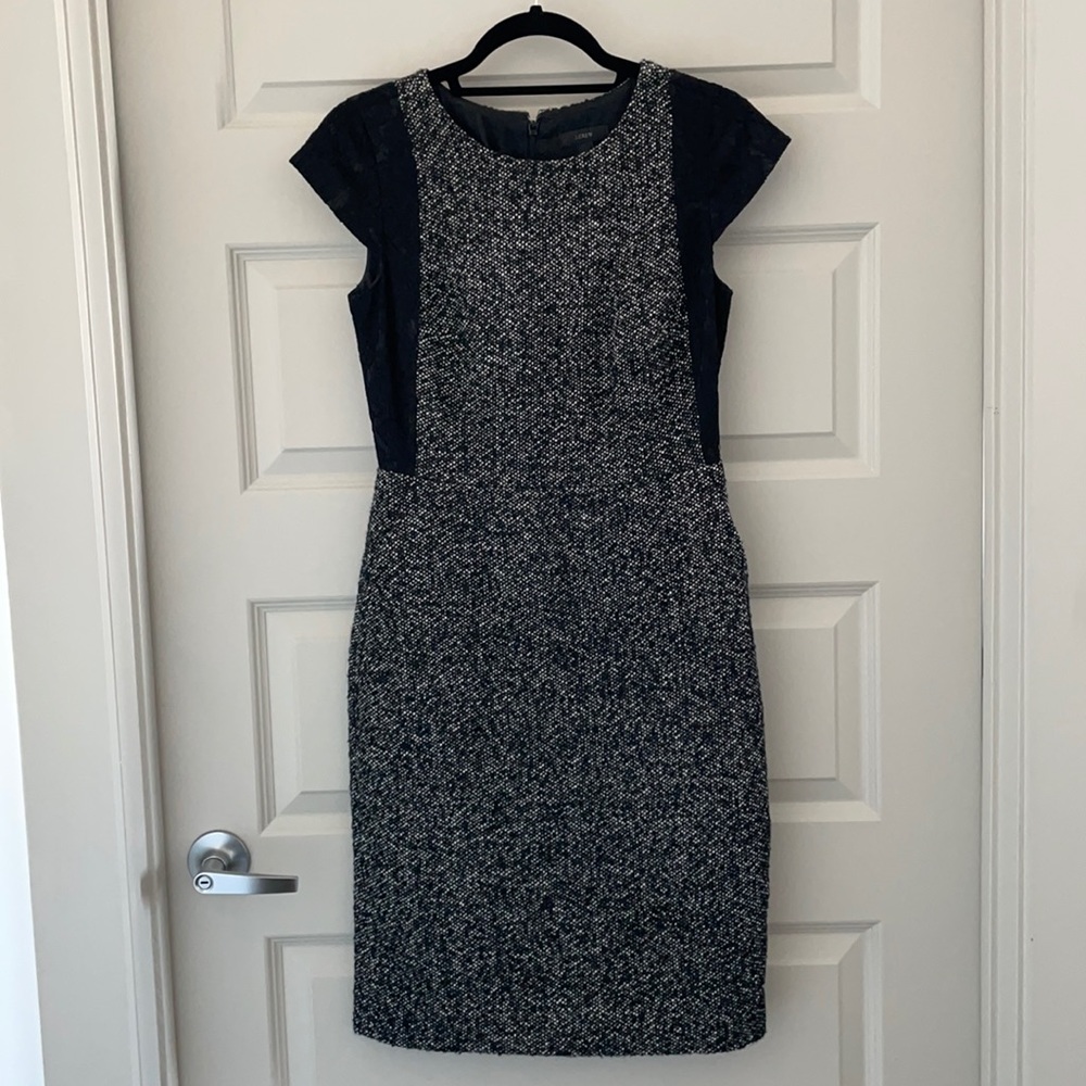 J Crew sheath dress wool and lace details